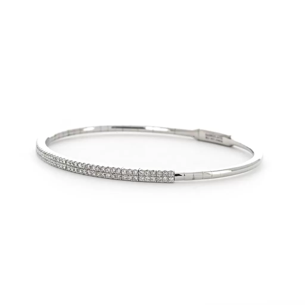 0.72ctw Two-Row Demure Bangle, 6.5" - White Gold