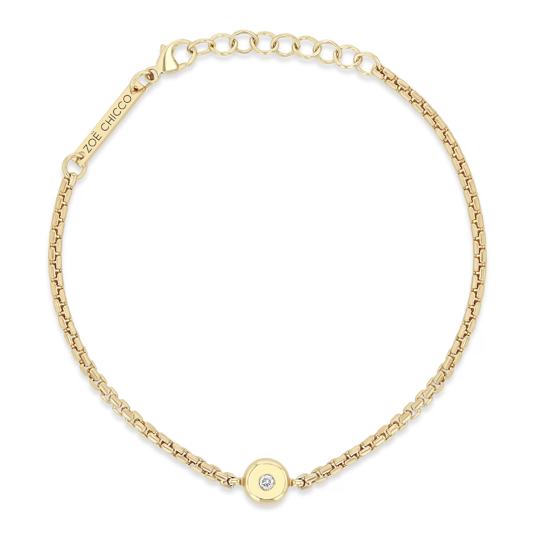 14k Diamond Nugget Box Chain Bracelet