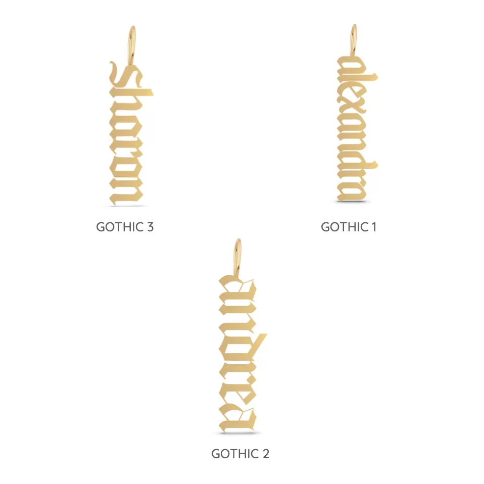 14k Gold Custom Gothic Name Charm