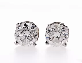 14K  Gold Round Diamond Stud Earrings (2.00Ctw)