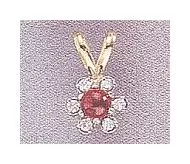 14k Ruby and Diamond Flower Pendant