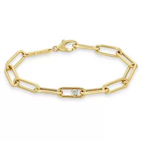 14k Single Nested Diamond Large Paperclip Chain Bracelet