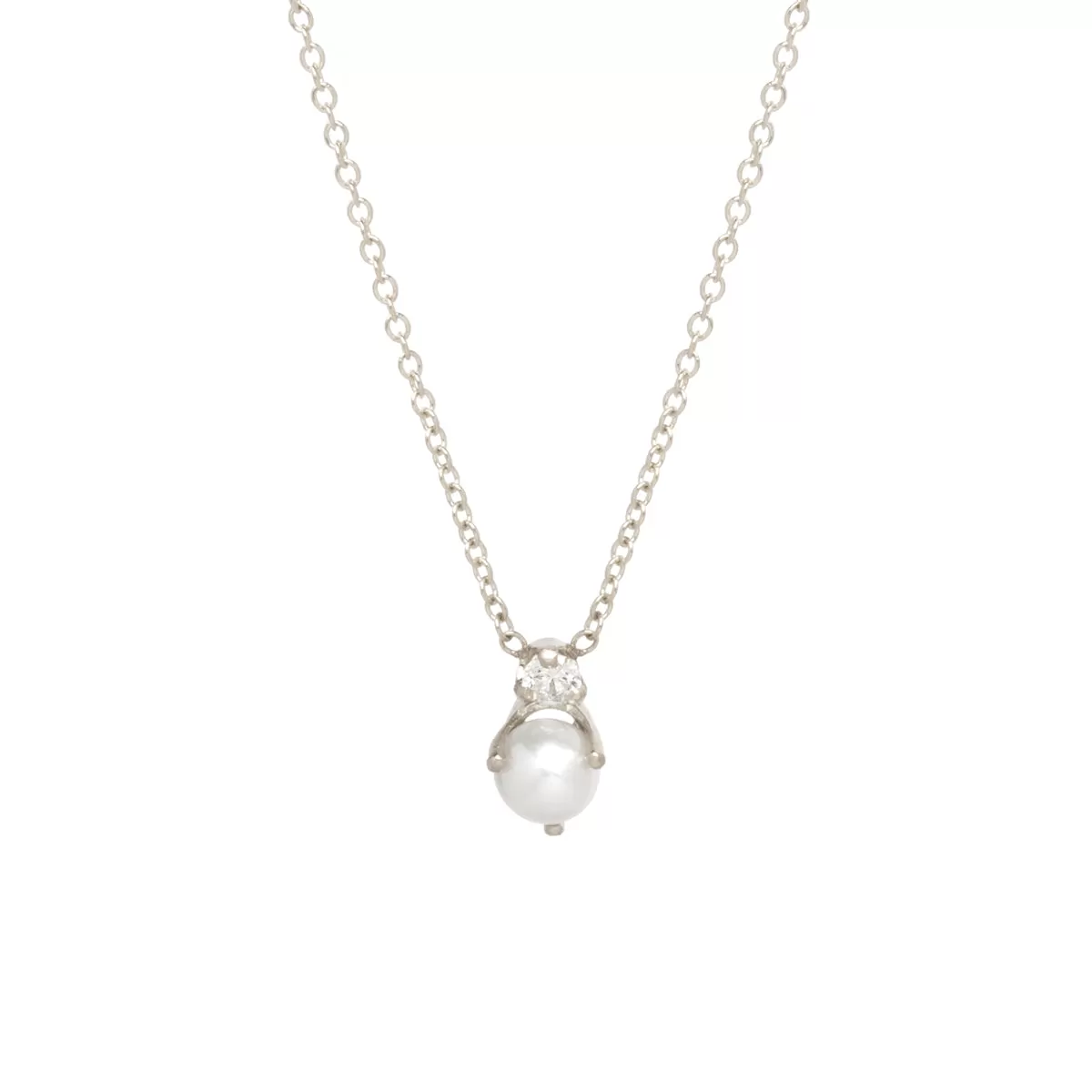 14k Stacked Pearl & Diamond Pendant Necklace