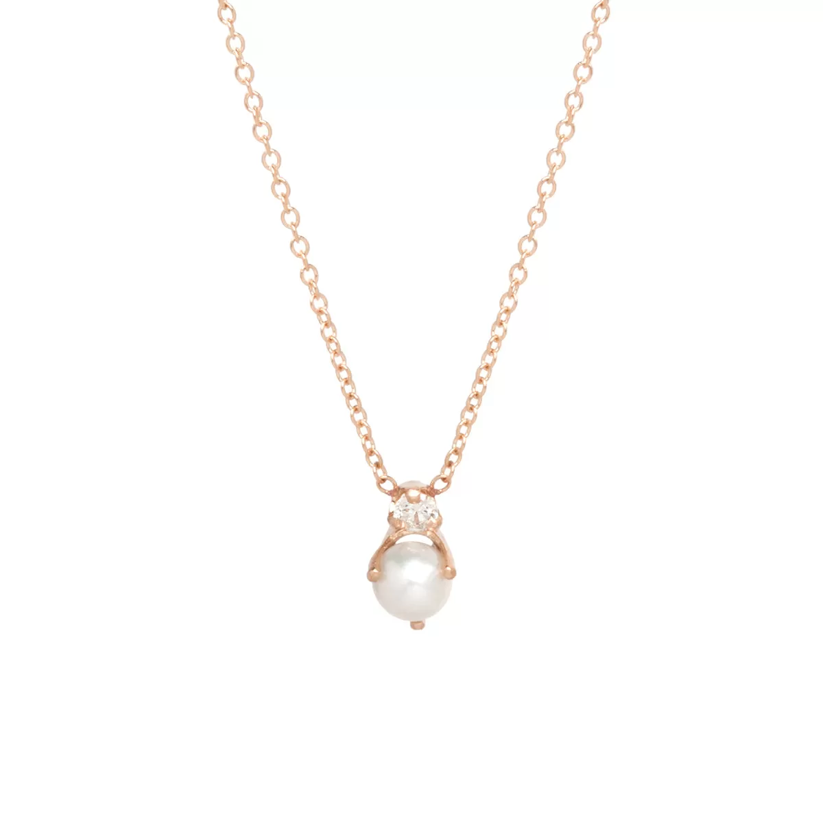 14k Stacked Pearl & Diamond Pendant Necklace