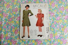 1930s Girls' Dress Sewing Pattern McCall 9155, Complete, Chest 26", Long or Short Sleeves