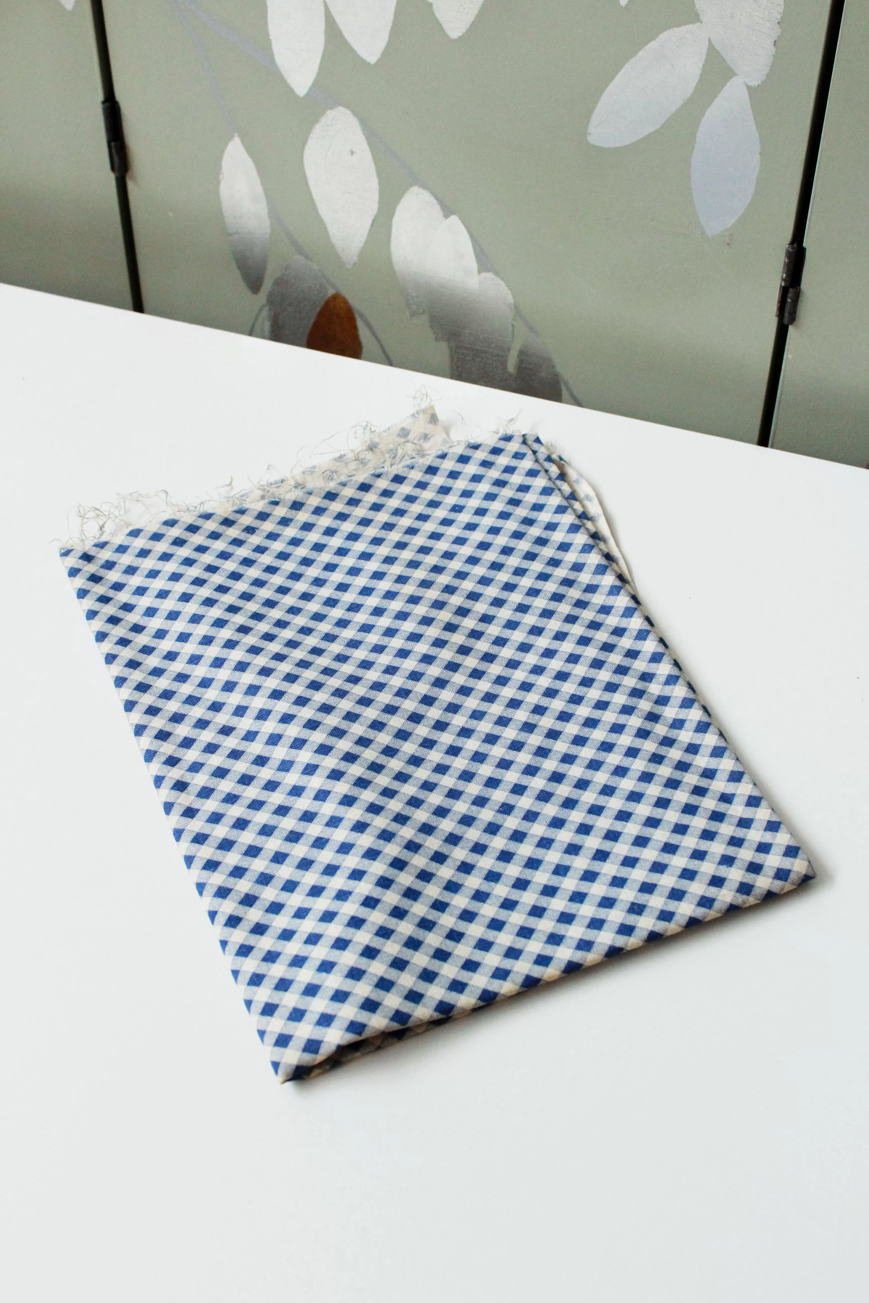 1940s Gingham Feedsack, Blue/White Vintage Summer Fabric