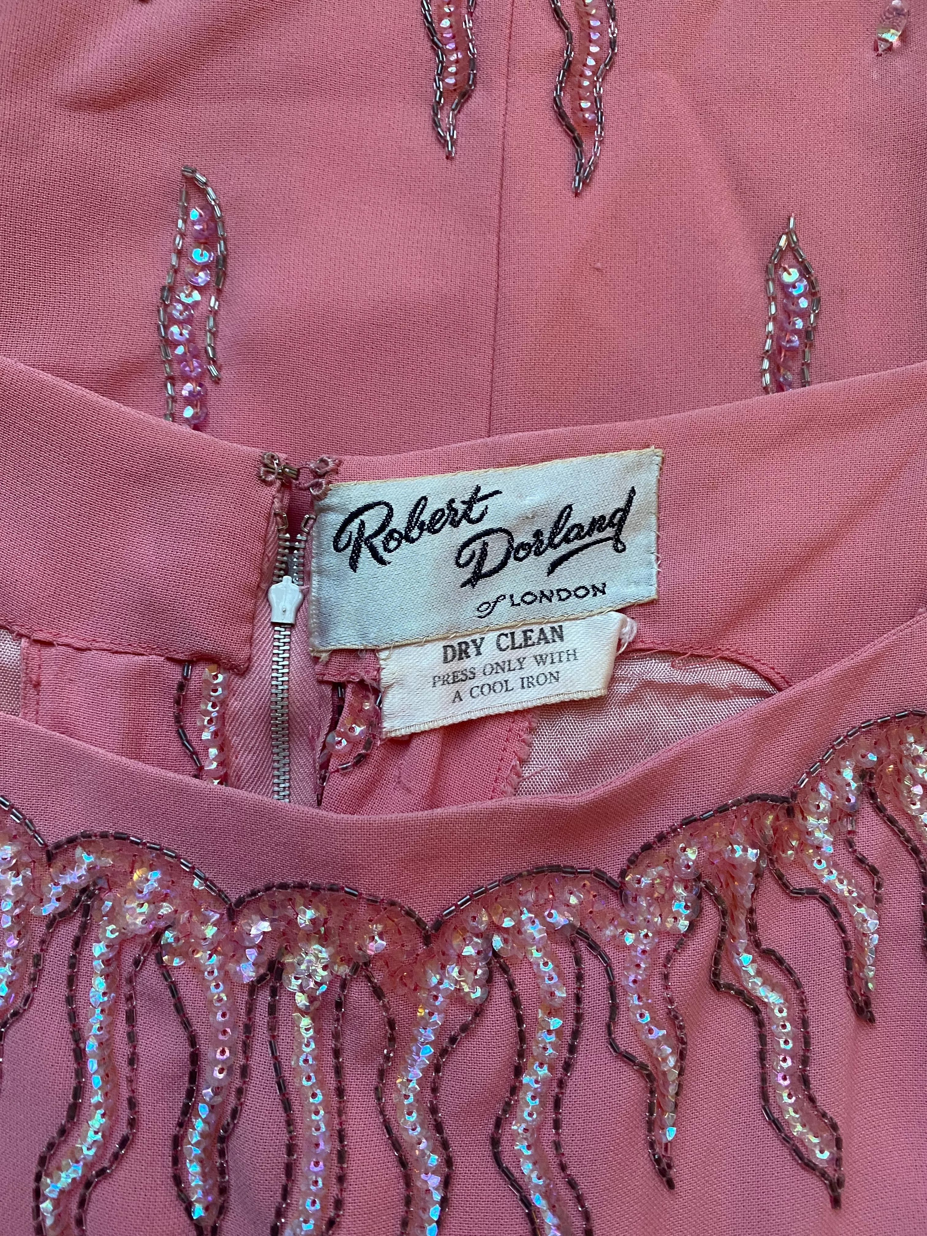 1960s Robert Dorland Pink Sequin and Beaded Mini Dress