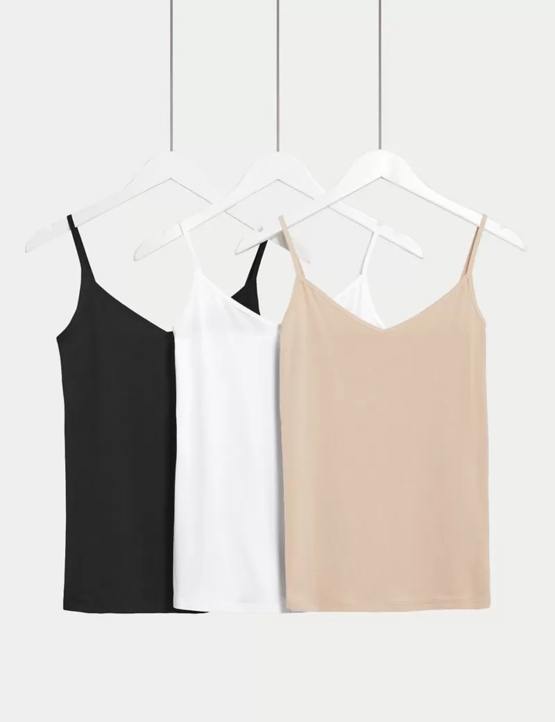 3pk Cotton Rich Strappy Vests