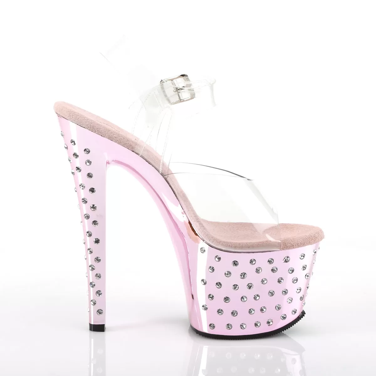 7 Inch Heel STARDUST-708 Clear Baby Pink Chrome