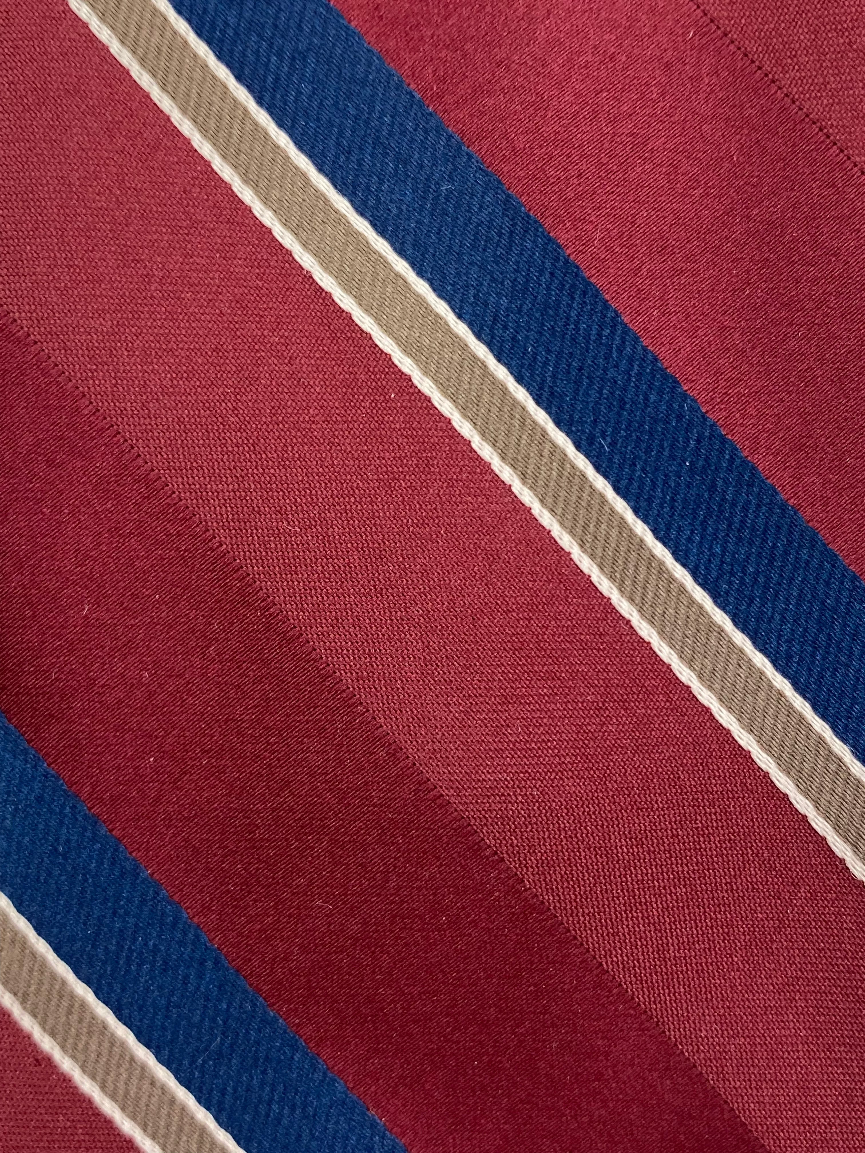 80s Deadstock Necktie, Men's Vintage Wine/ Blue Diagonal Stripe Tie, NOS