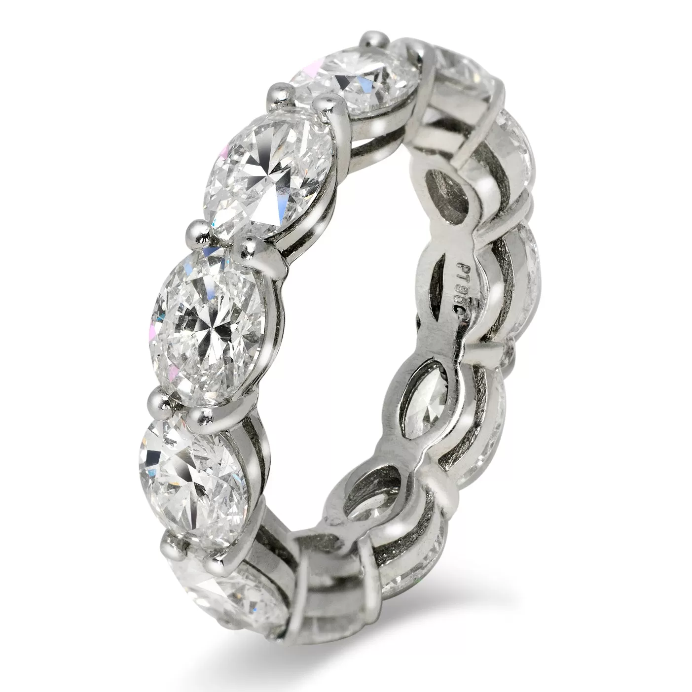 ABA 6 Carat Oval Diamond Eternity Band in Platinum 50 pointer U Shape Shared Prong By Mike Nekta SIZE 4.5