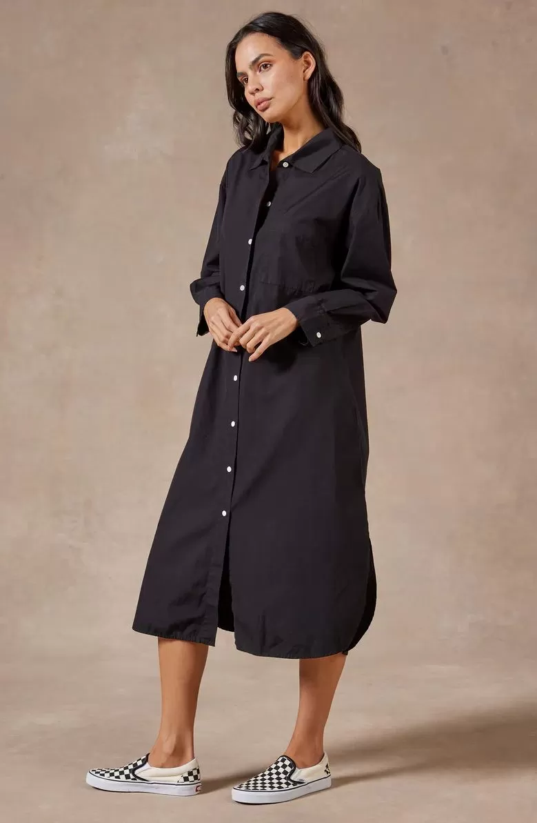 Academy Brand Women's Frankie Long Sleeve Poplin Dress - Black