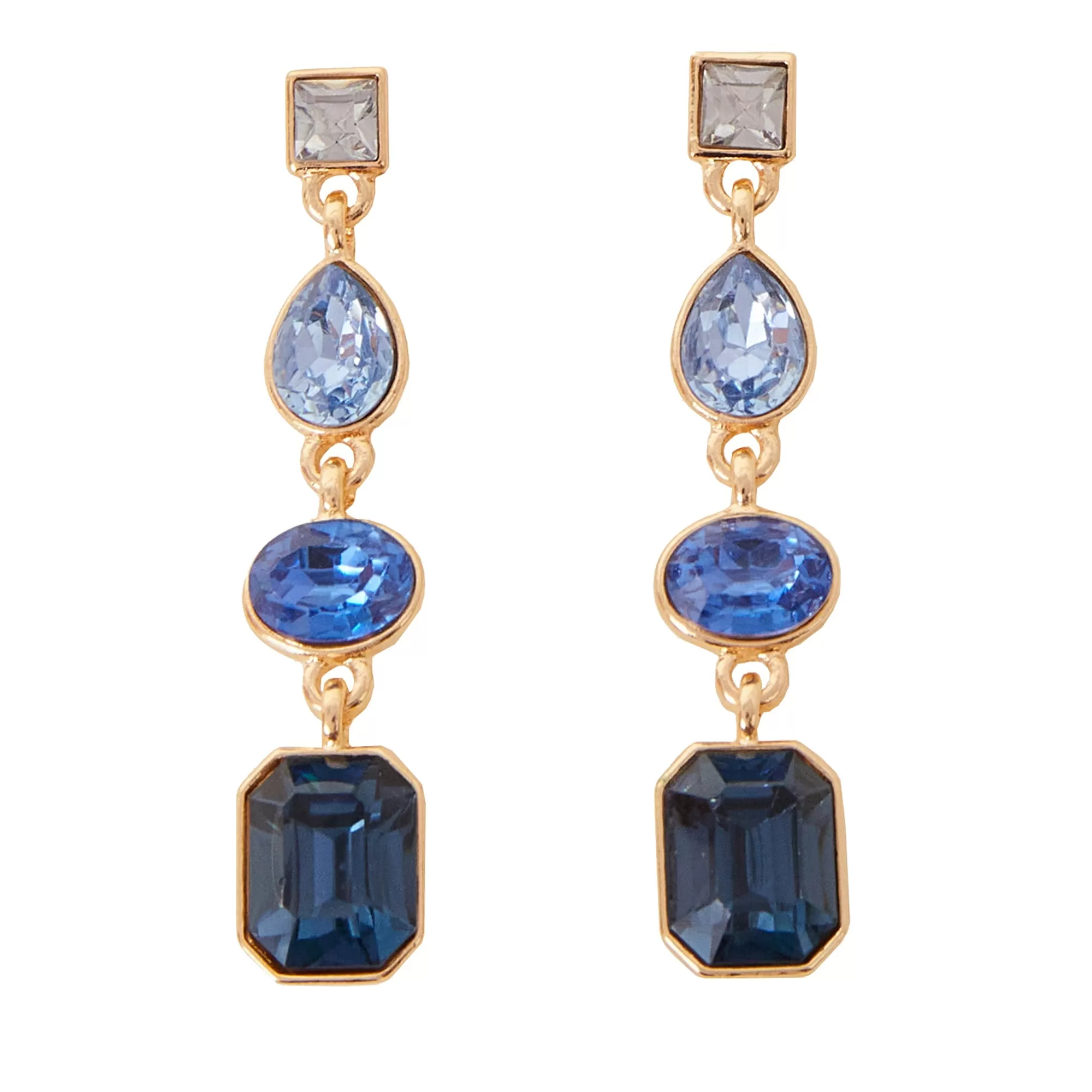 Accessorize London Women's Eclectic Gem Long Drop Earrings Blue