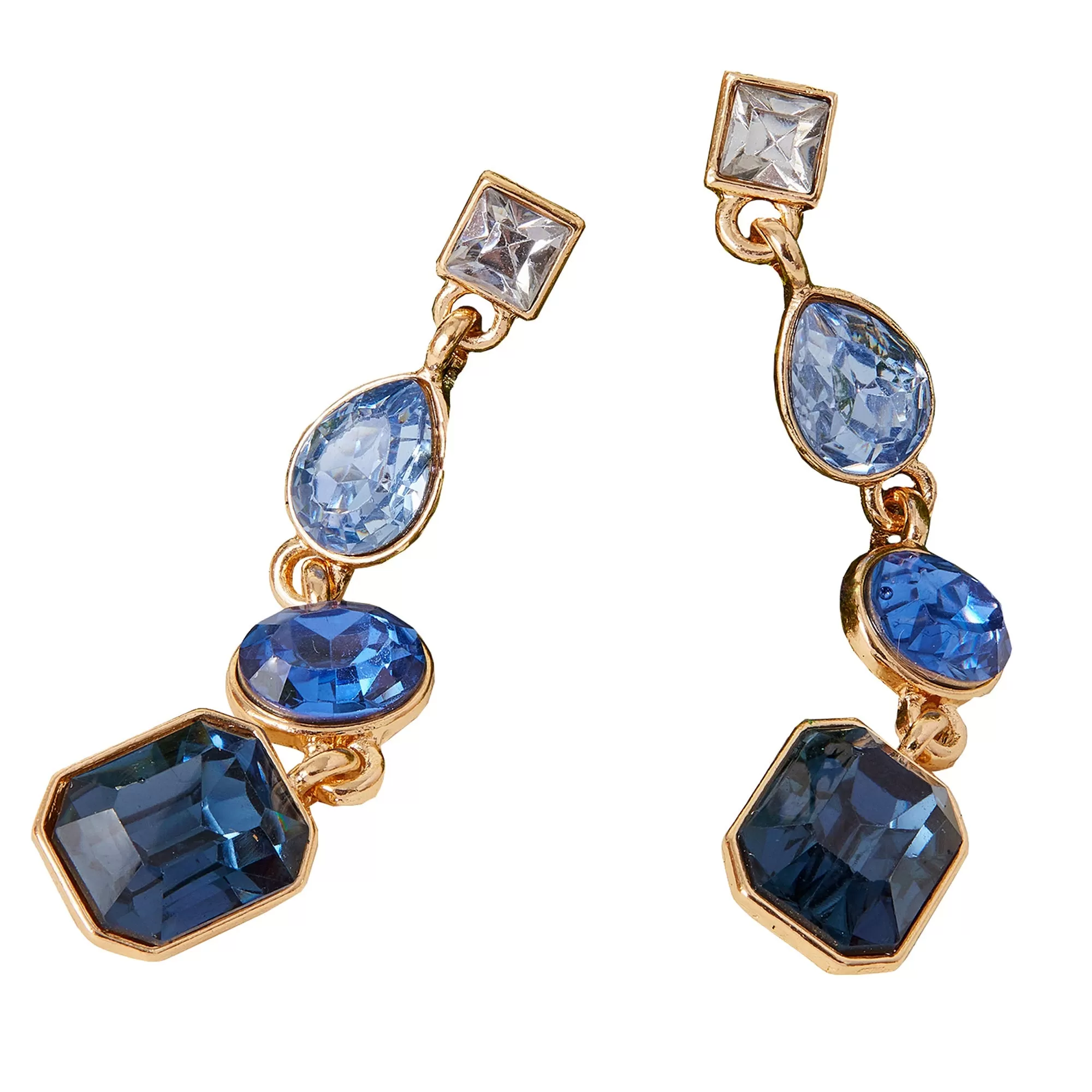 Accessorize London Women's Eclectic Gem Long Drop Earrings Blue