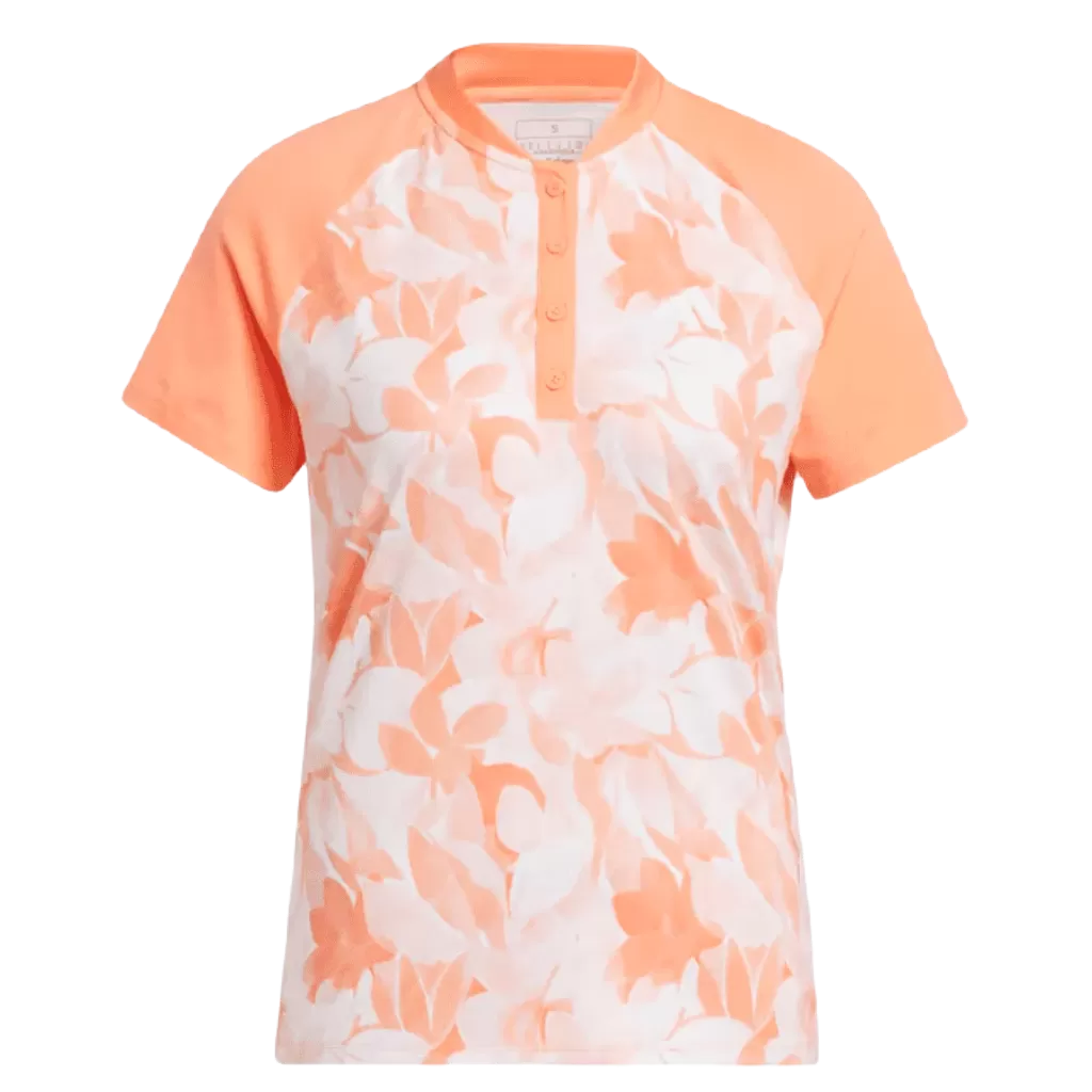 Adidas Ladies Floral Golf Polo Shirt - Orange