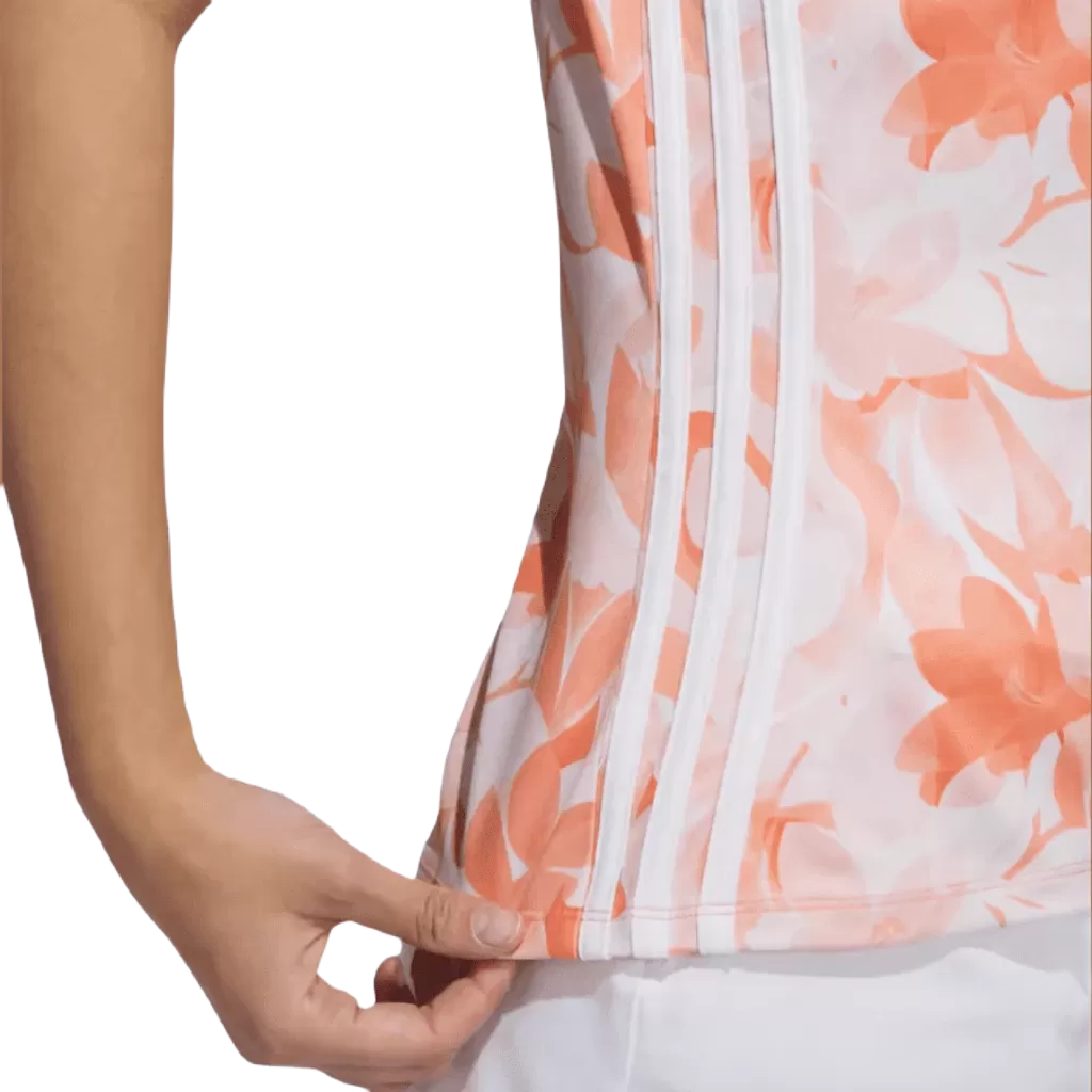 Adidas Ladies Floral Golf Polo Shirt - Orange