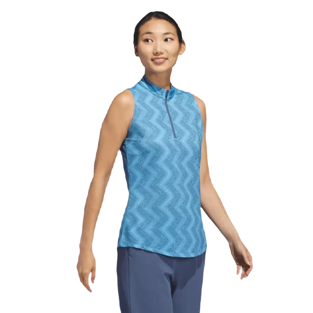 Adidas Ultimate365 Ladies Ottoman Printed Sleeveless Polo Shirt