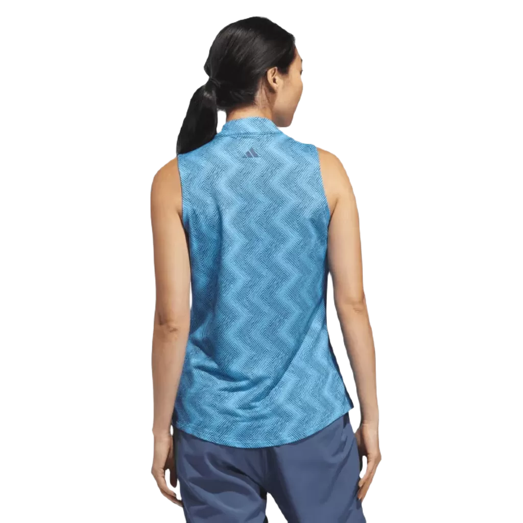 Adidas Ultimate365 Ladies Ottoman Printed Sleeveless Polo Shirt