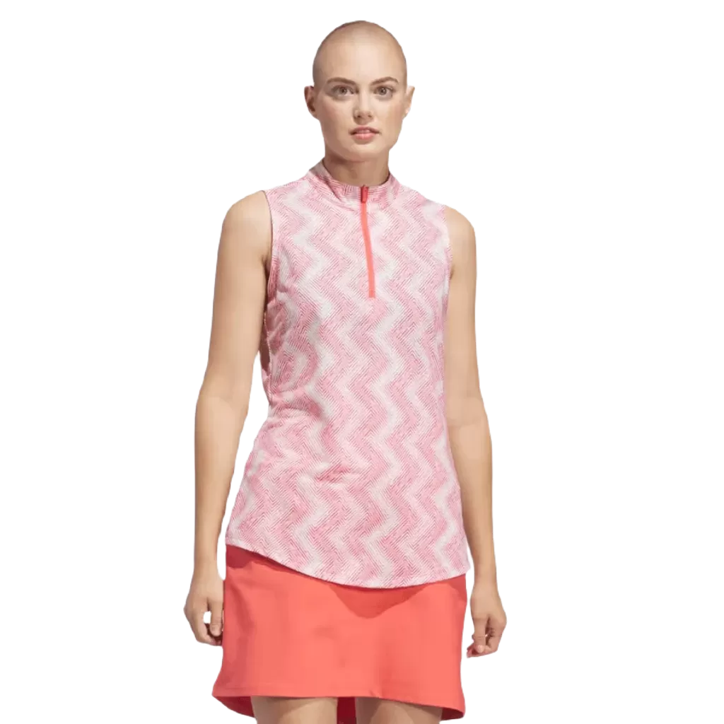 Adidas Ultimate365 Ladies Ottoman Printed Sleeveless Polo Shirt