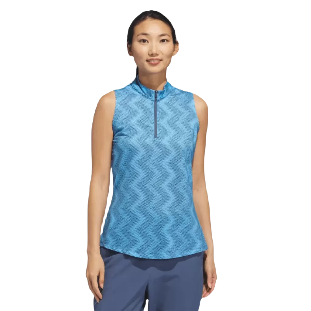 Adidas Ultimate365 Ladies Ottoman Printed Sleeveless Polo Shirt