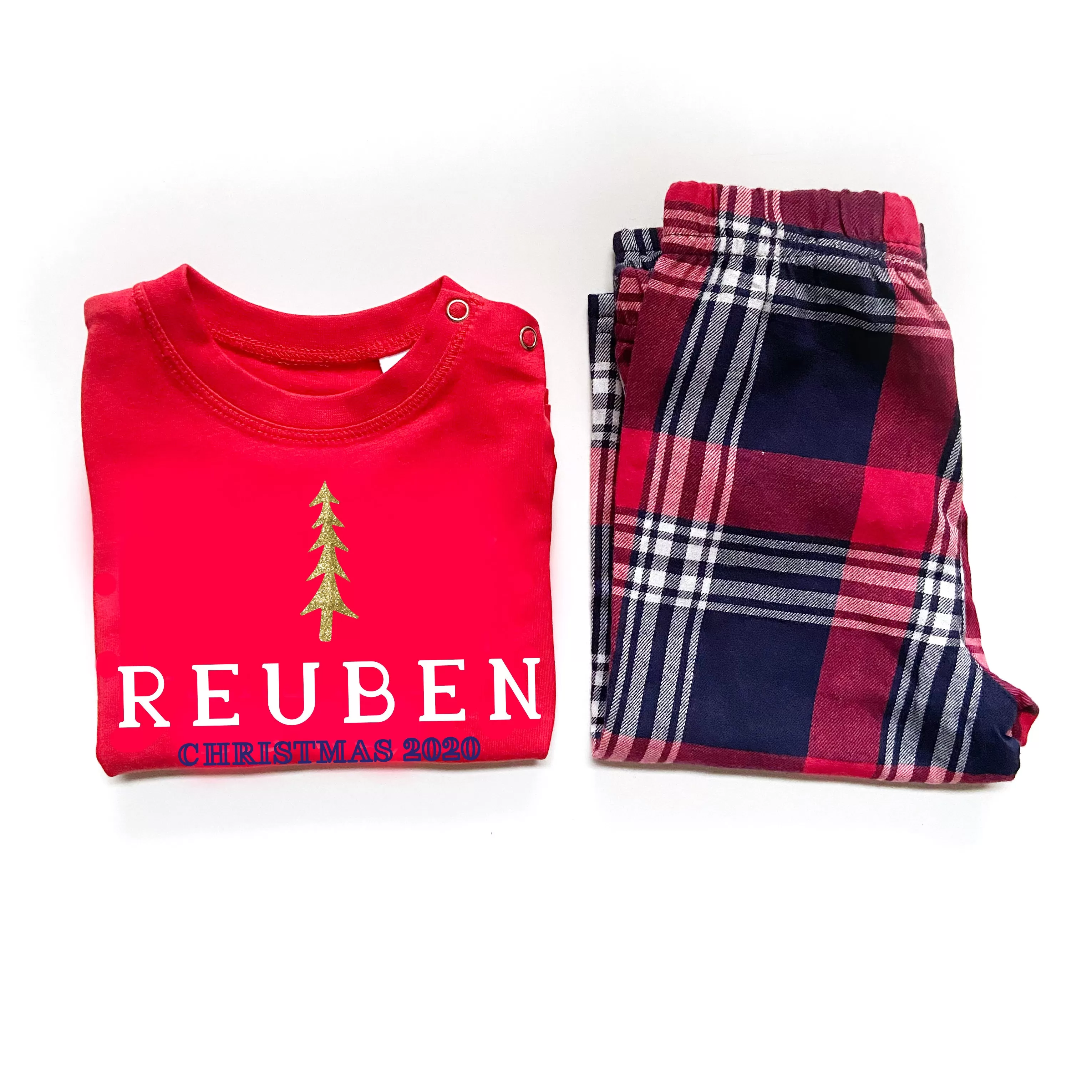 Adults - Personalised Christmas 2024 - Tartan Pyjama Sets - Adults