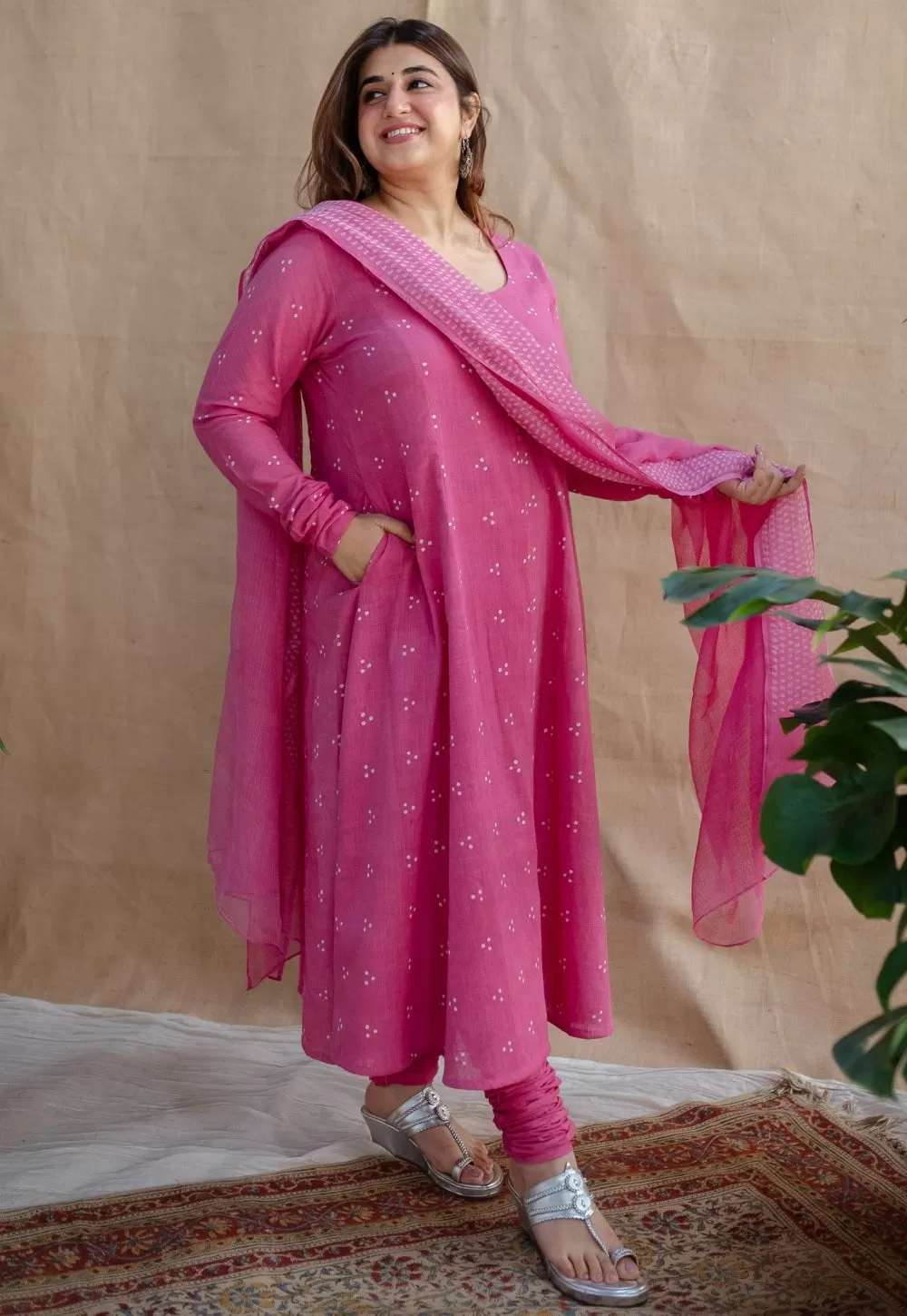 Akrita Dabu Slub Cotton Kali Kurta