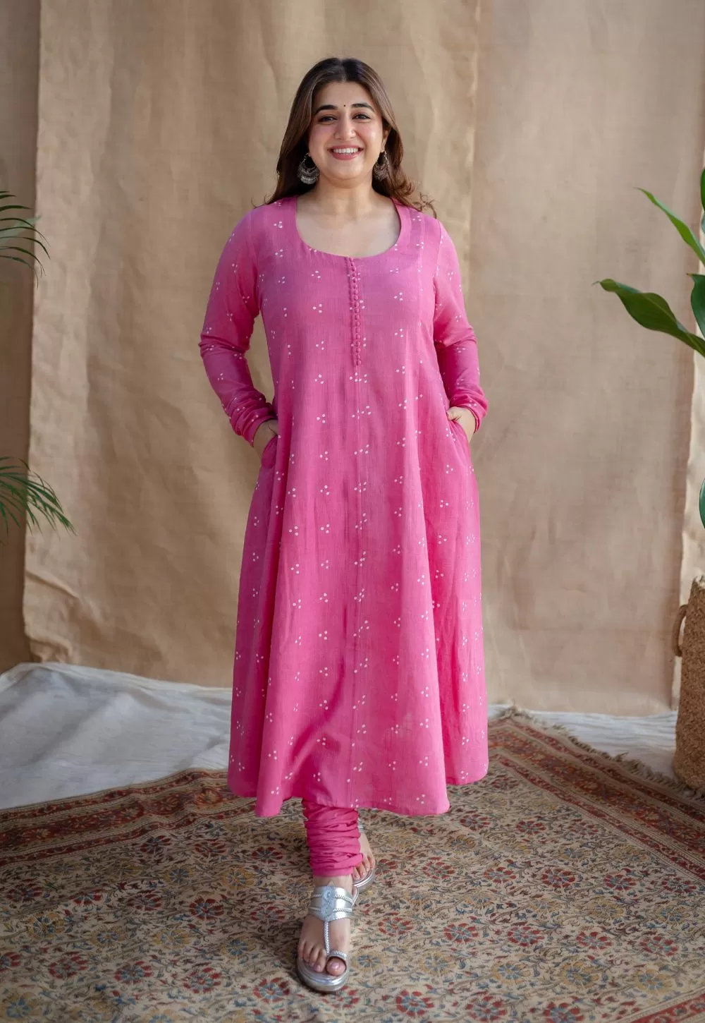 Akrita Dabu Slub Cotton Kali Kurta