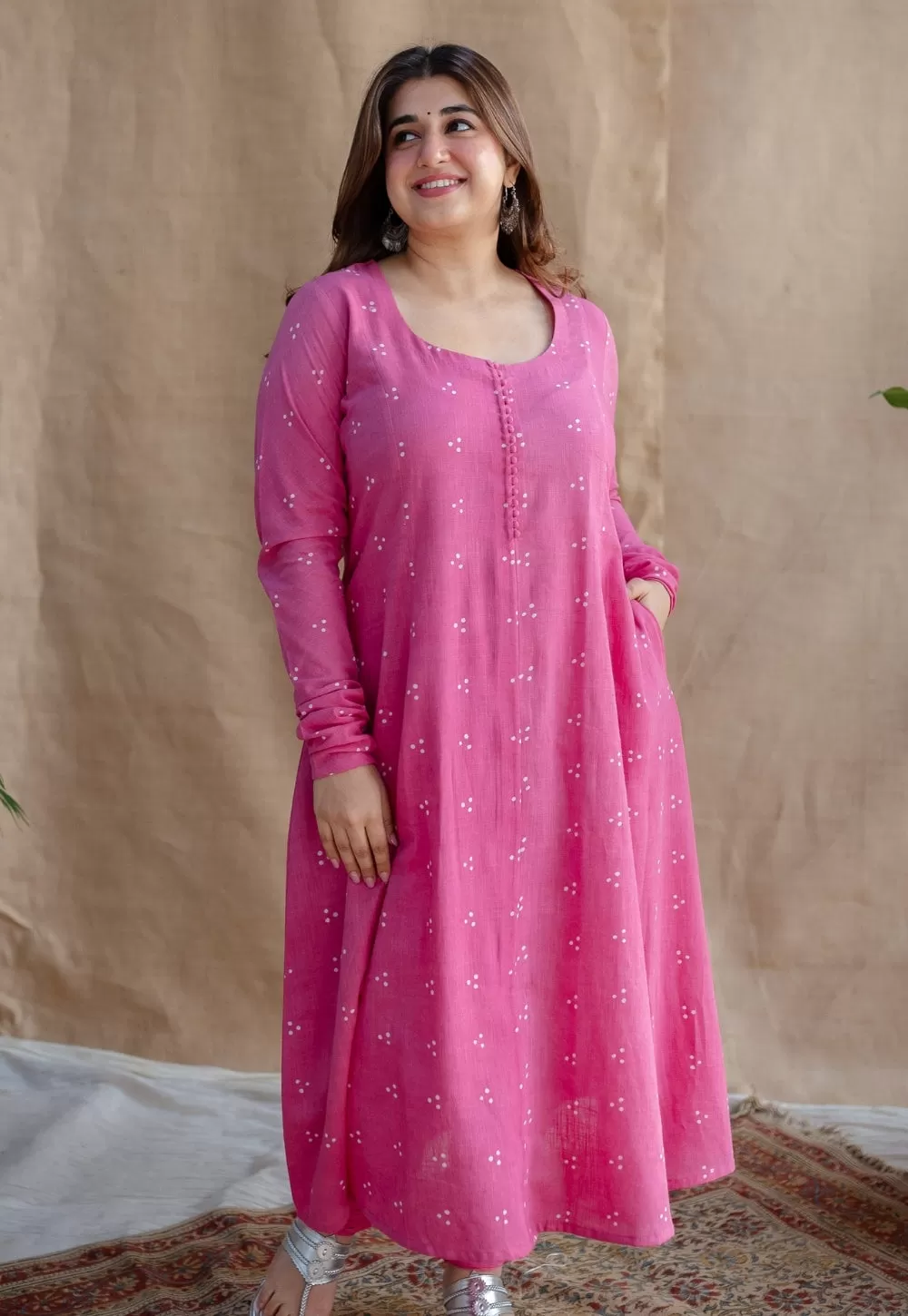 Akrita Dabu Slub Cotton Kali Kurta