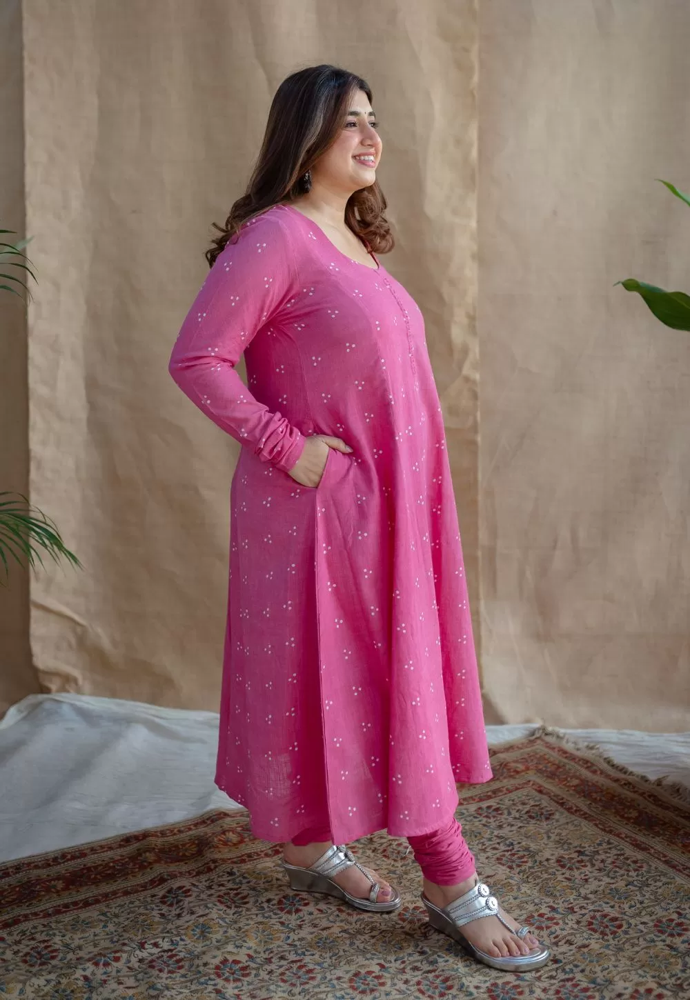 Akrita Dabu Slub Cotton Kali Kurta