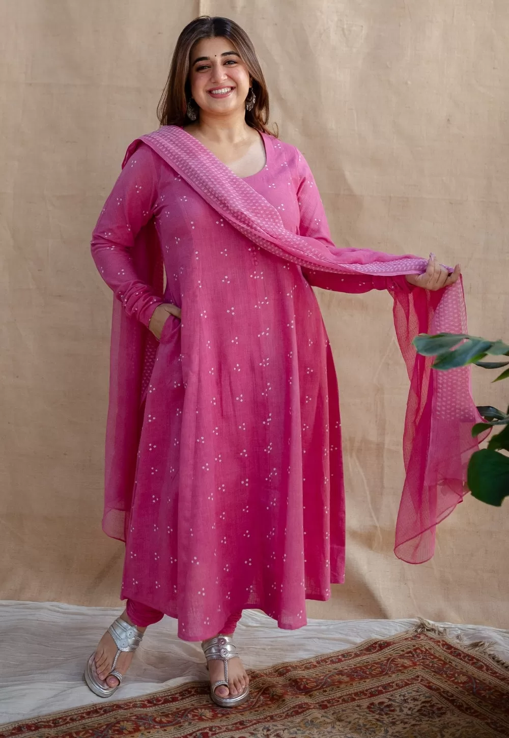 Akrita Dabu Slub Cotton Kali Kurta