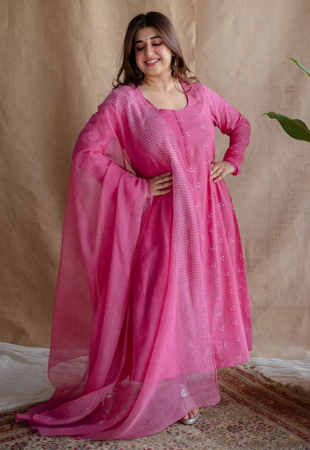 Akrita Dabu Slub Cotton Kali Kurta