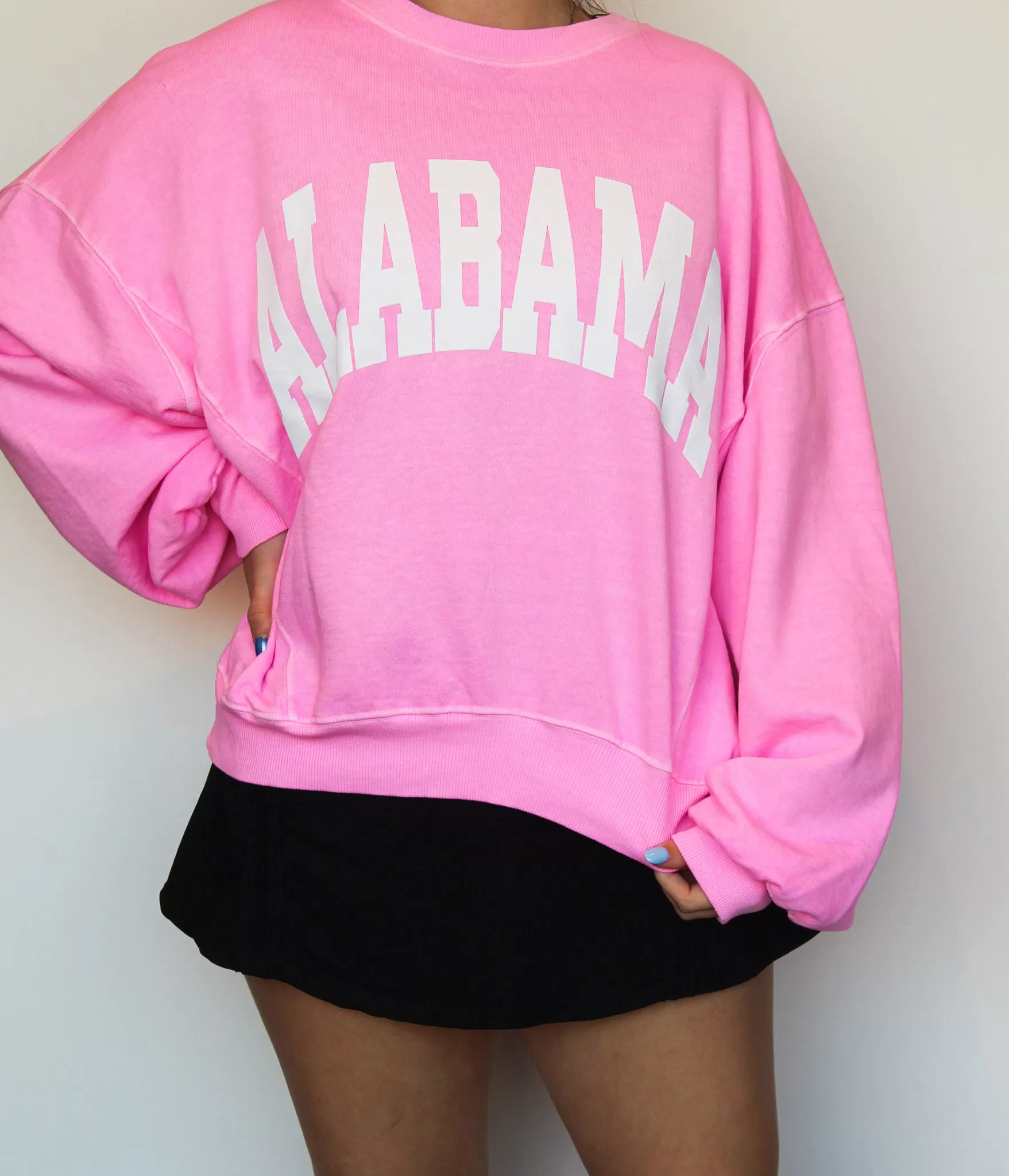 Alabama Varsity Oversized Crewneck- Bubblegum Pink