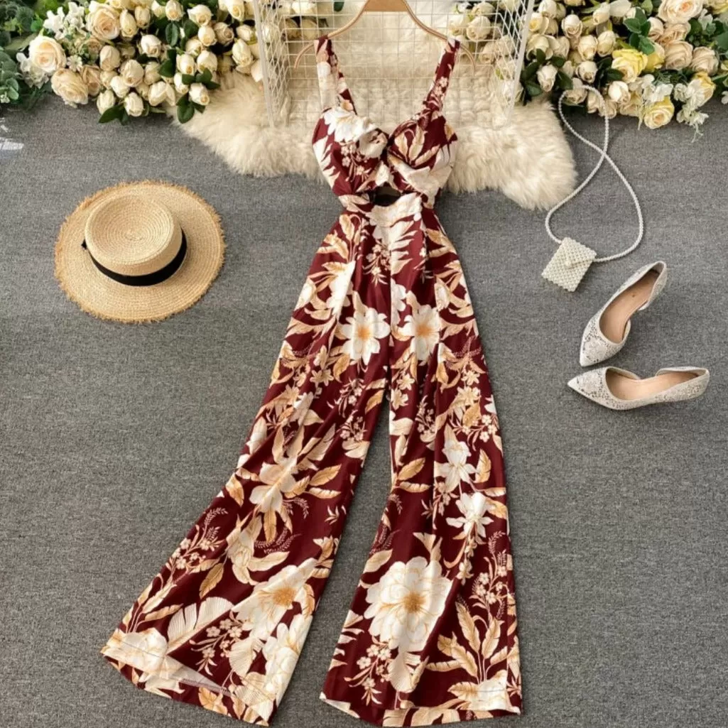 Amber Front Cut Floral Jumpsuit