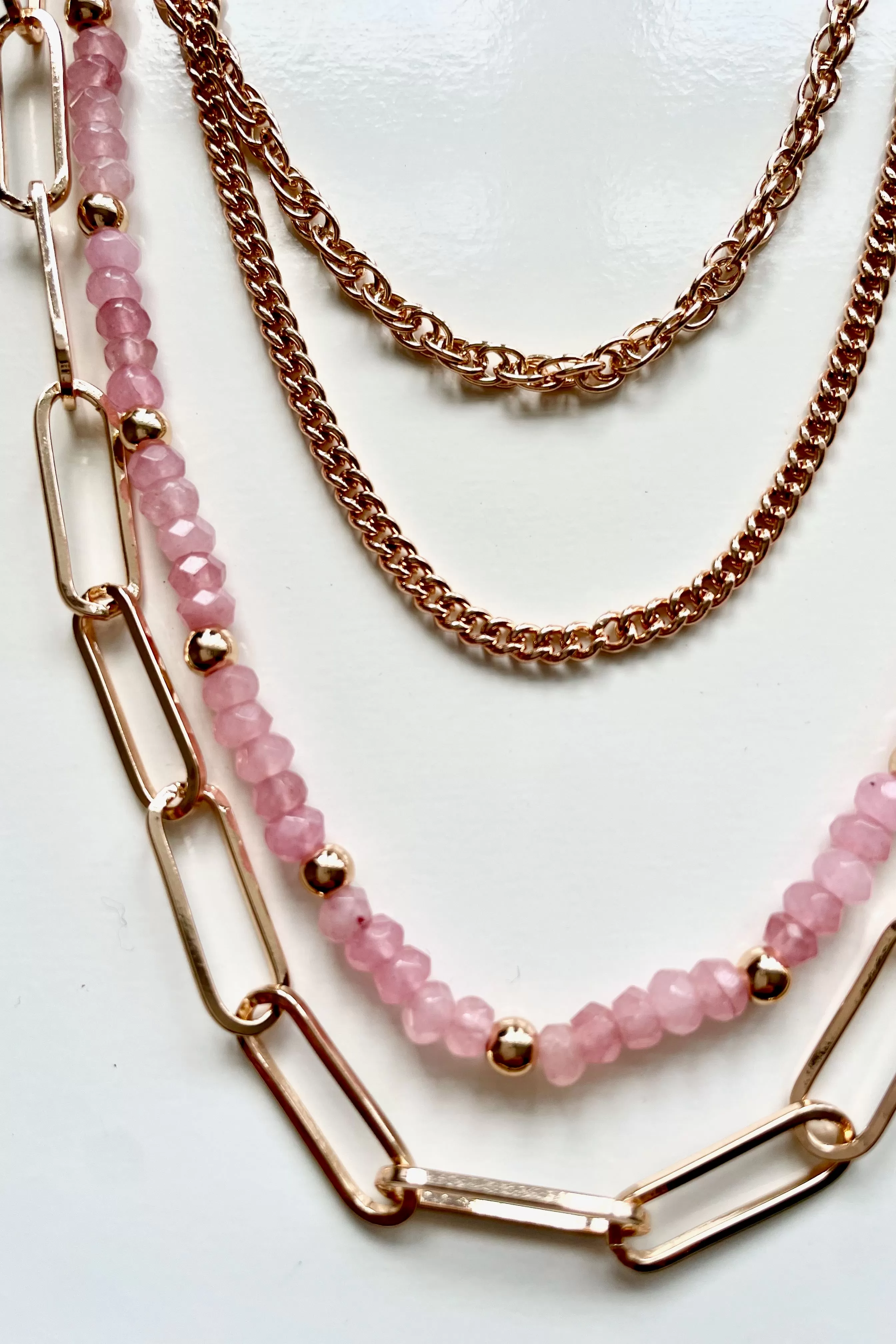 Angela Necklace - Pink & Gold