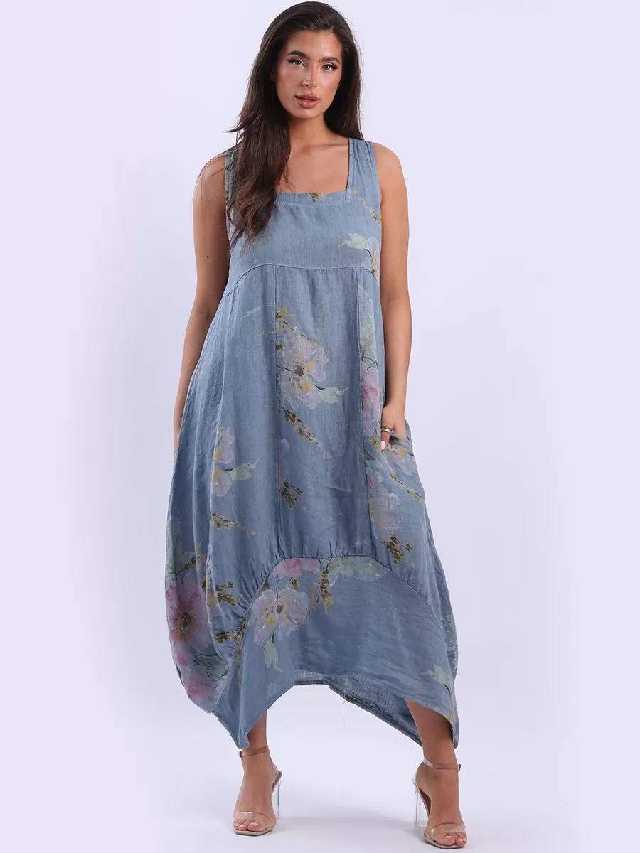 Anne   Kate Italian Floral Linen Sundress