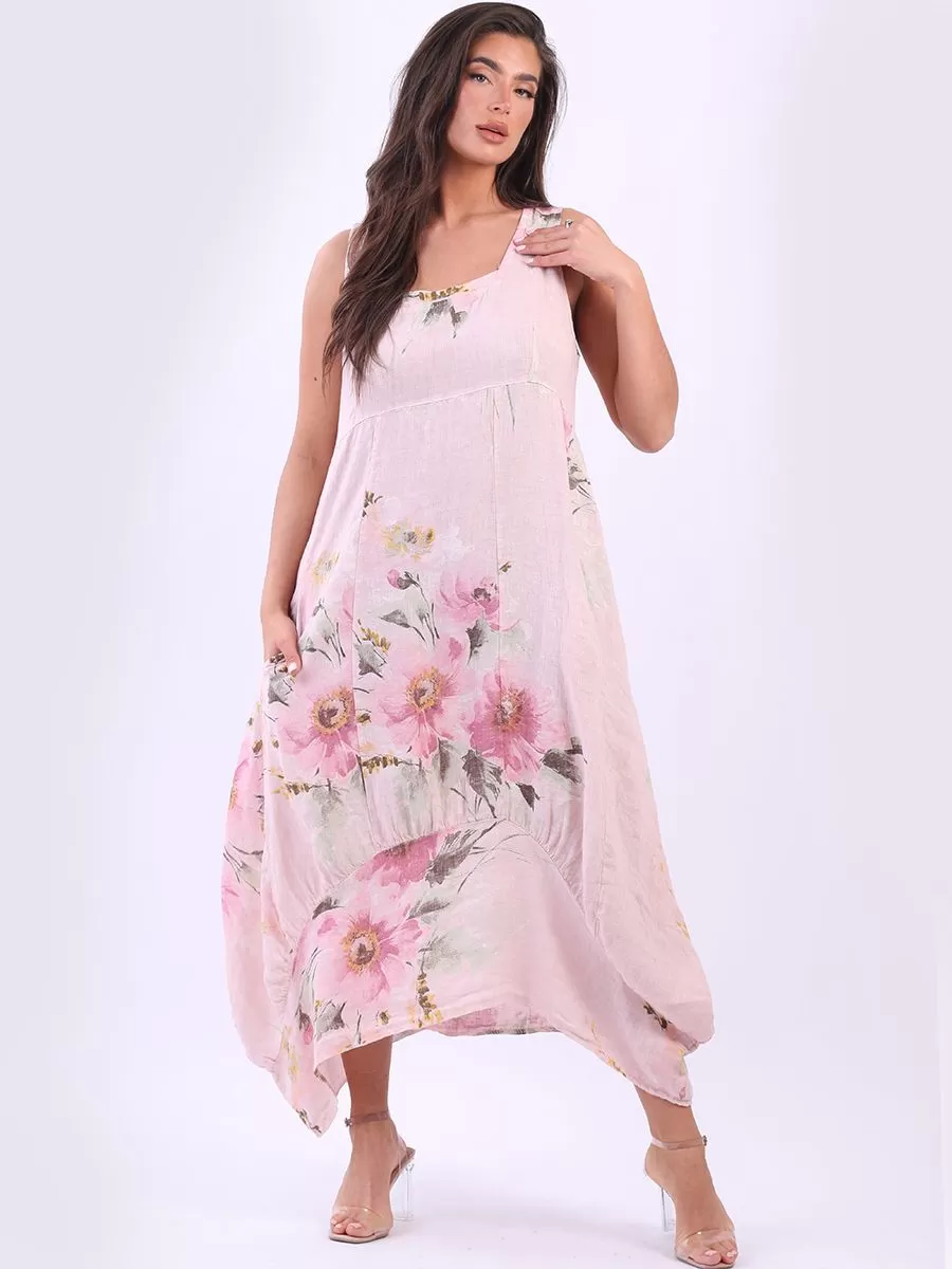 Anne   Kate Italian Floral Linen Sundress