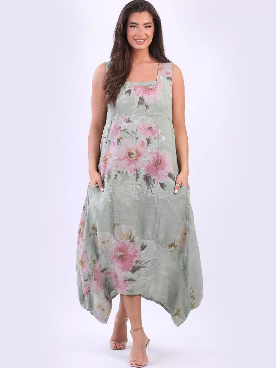 Anne   Kate Italian Floral Linen Sundress