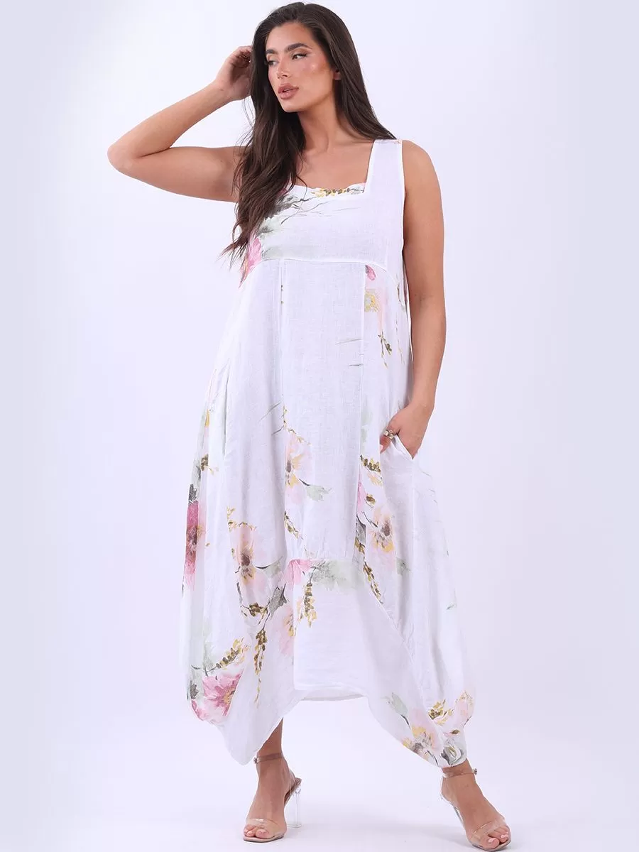 Anne   Kate Italian Floral Linen Sundress