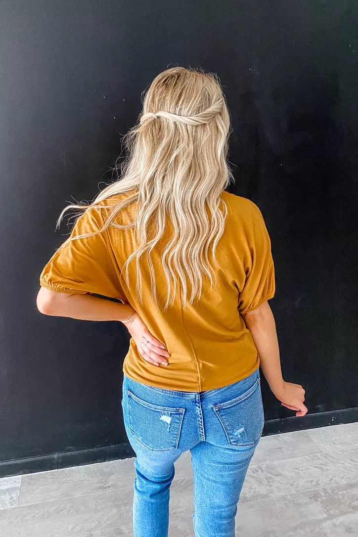 Another Love Mustard Alexa Puff Sleeve Top