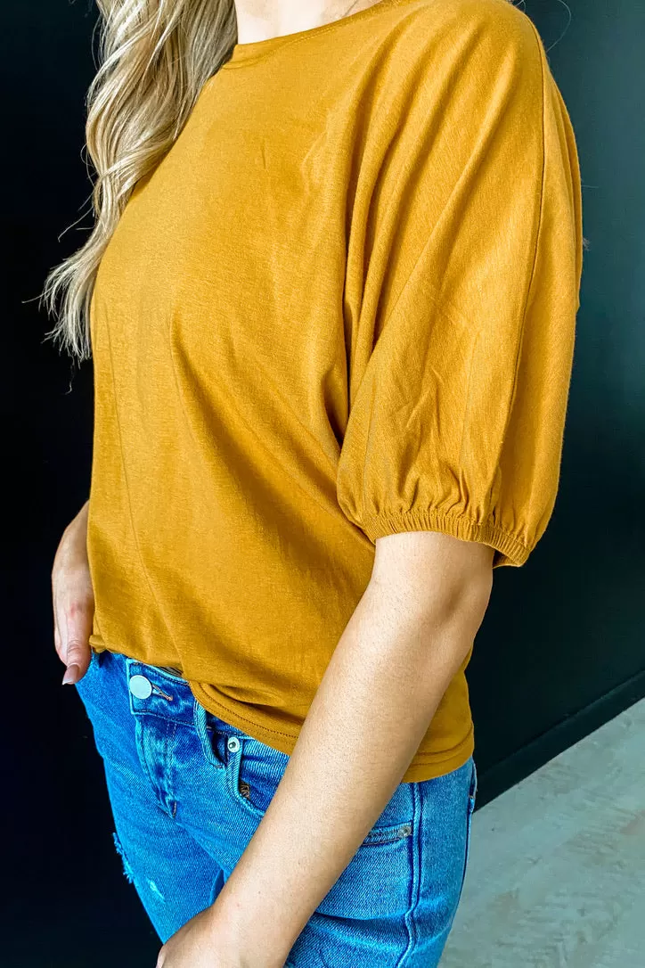 Another Love Mustard Alexa Puff Sleeve Top