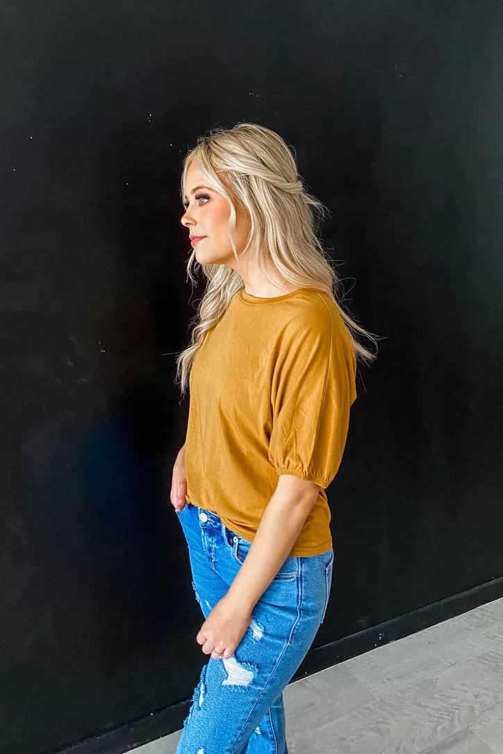 Another Love Mustard Alexa Puff Sleeve Top