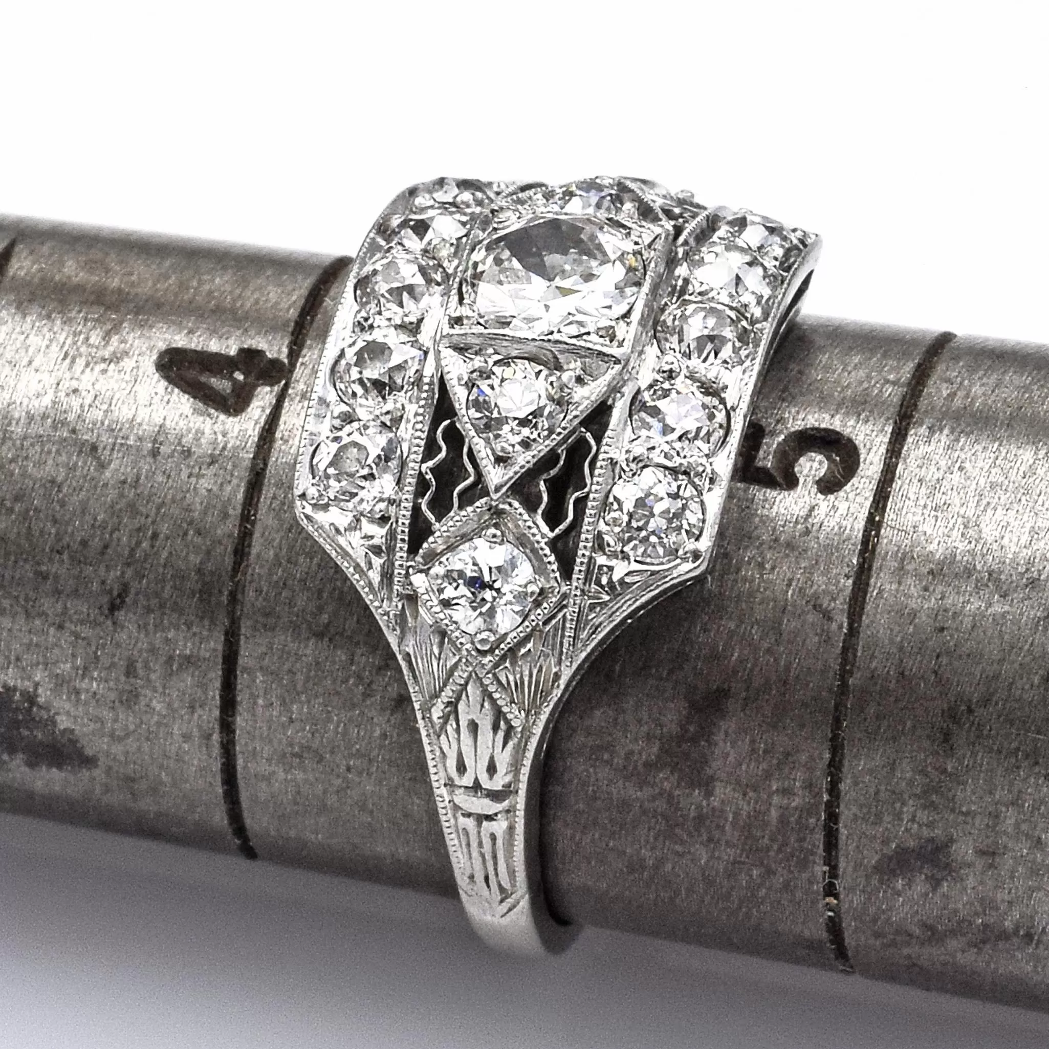 Antique Platinum 1.02 TCW Diamond Art Deco Band Ring G/H VS-1/2