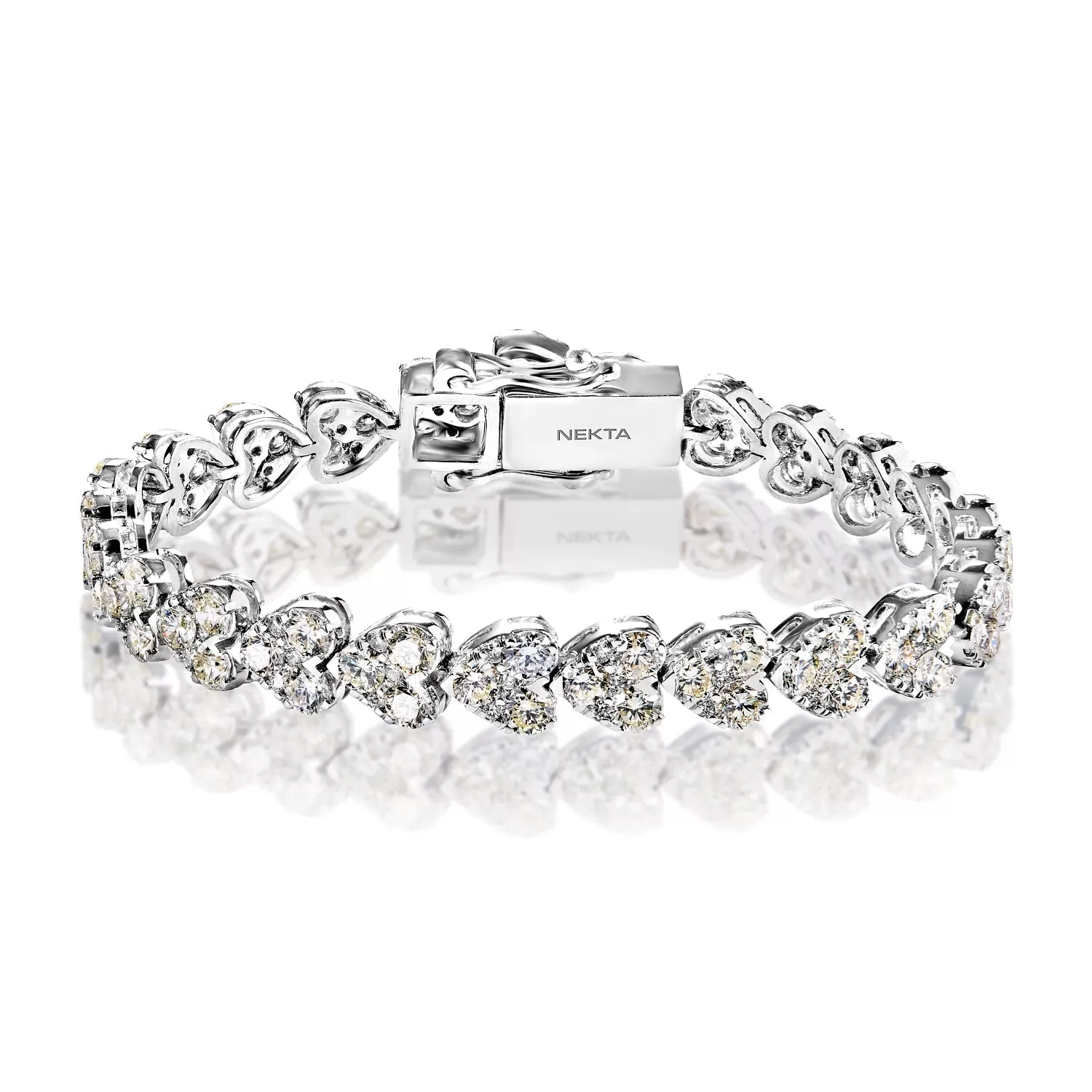 Avah 15 Carat Round Brilliant Cut Single Row Diamond Bracelet in 14k White Gold