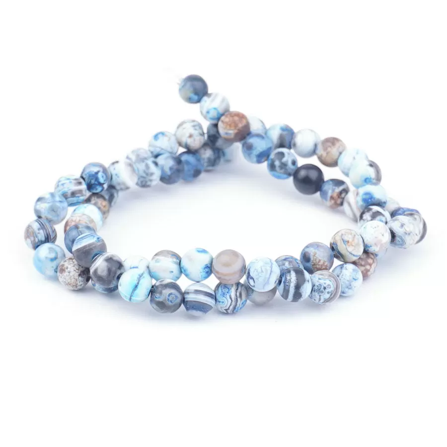 Azure Agate 6mm Matte Round - 15-16 Inch