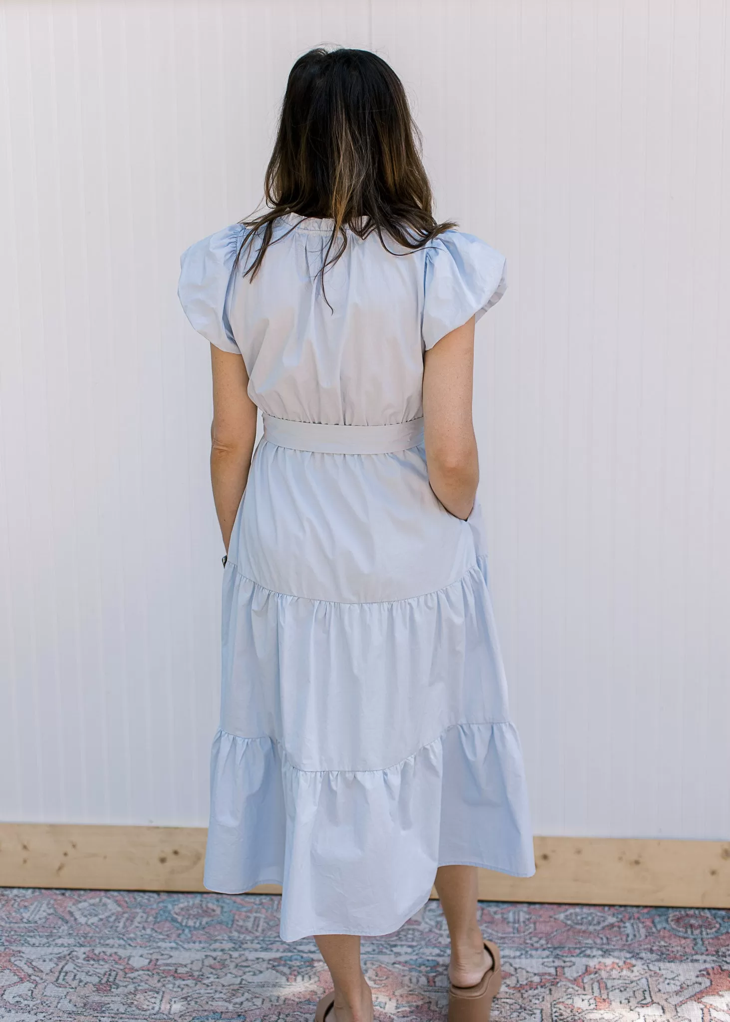 Baby Blue Ruffle Trim Dress