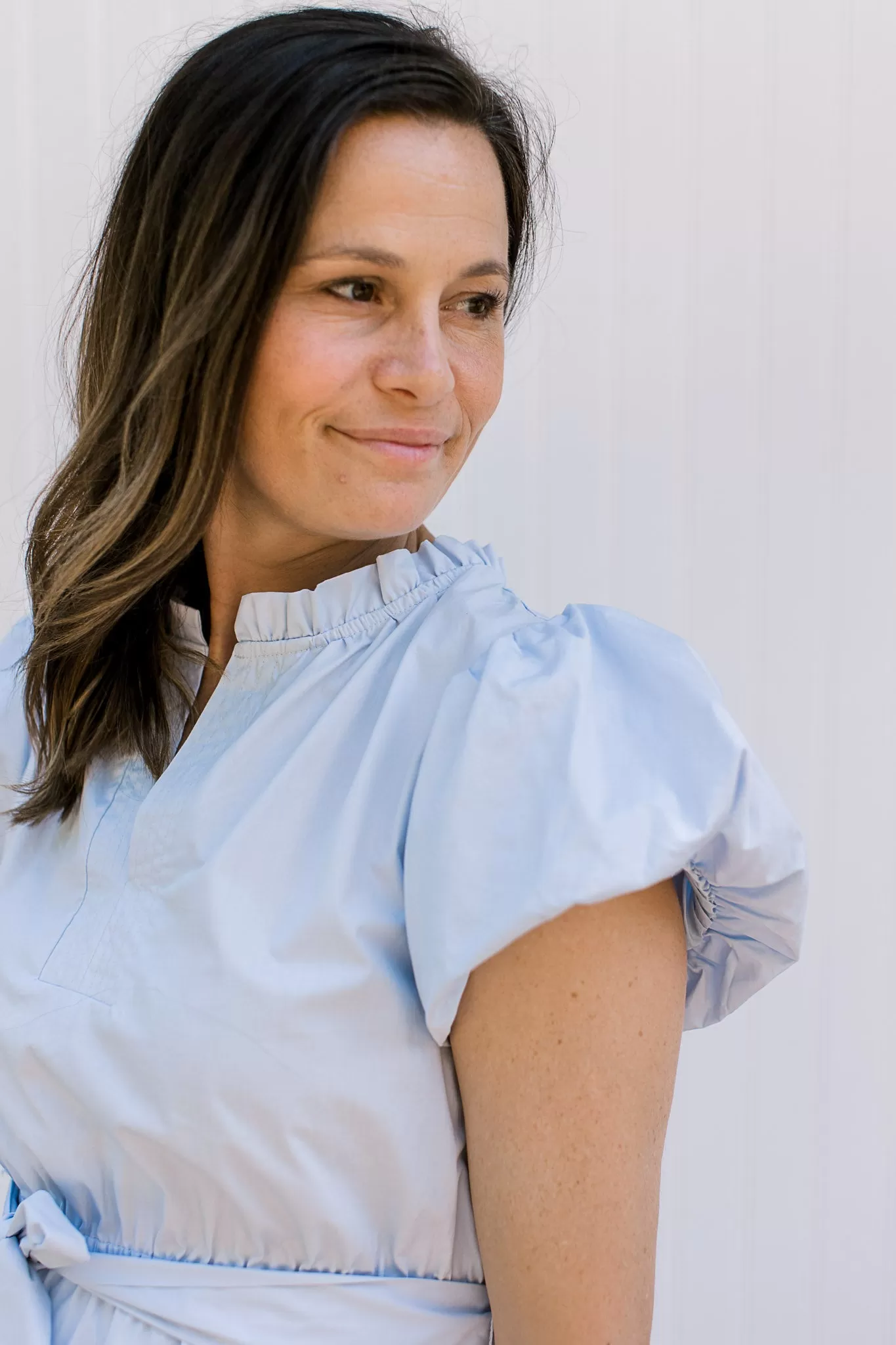 Baby Blue Ruffle Trim Dress