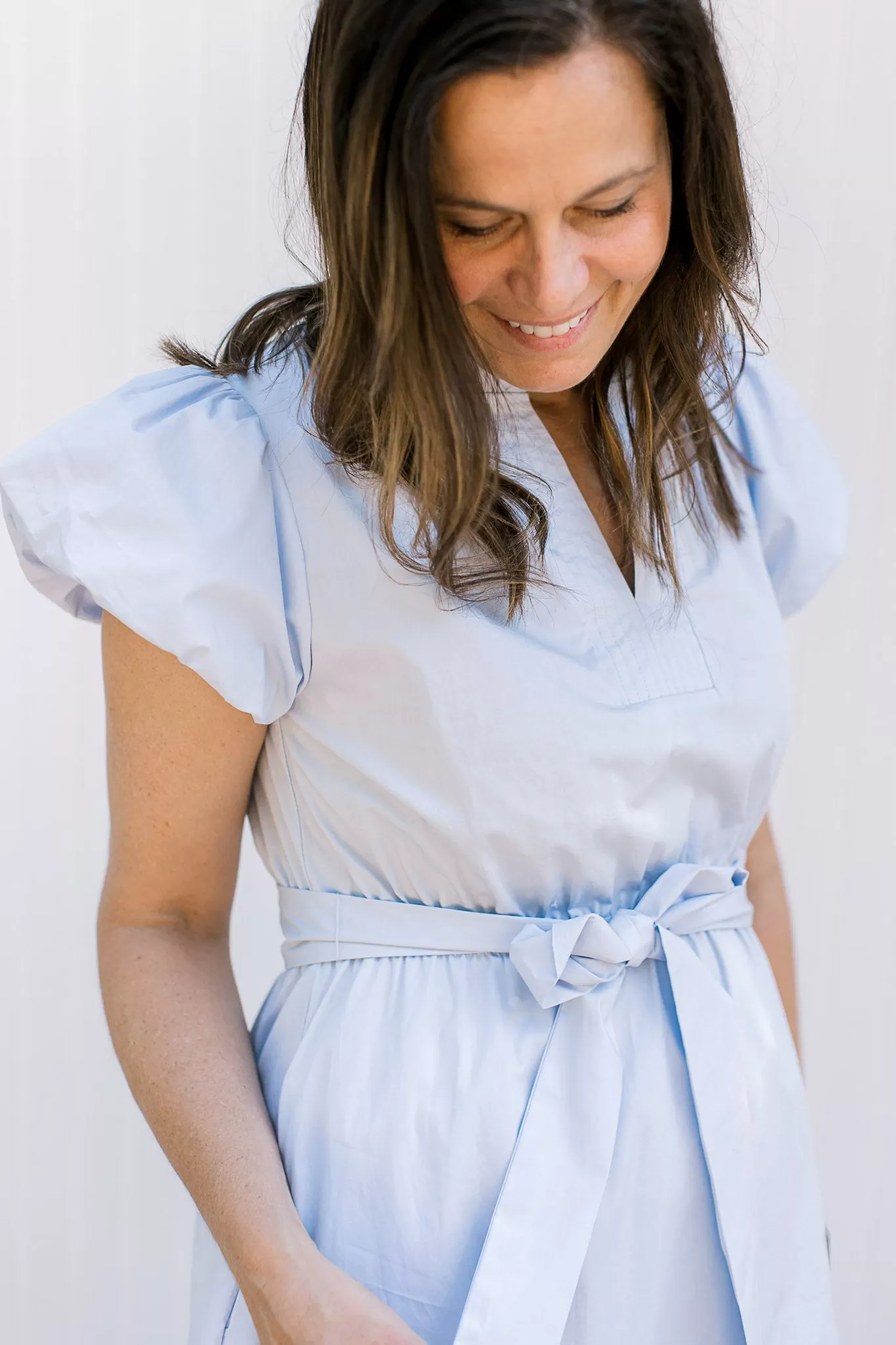 Baby Blue Ruffle Trim Dress