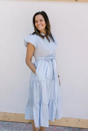 Baby Blue Ruffle Trim Dress