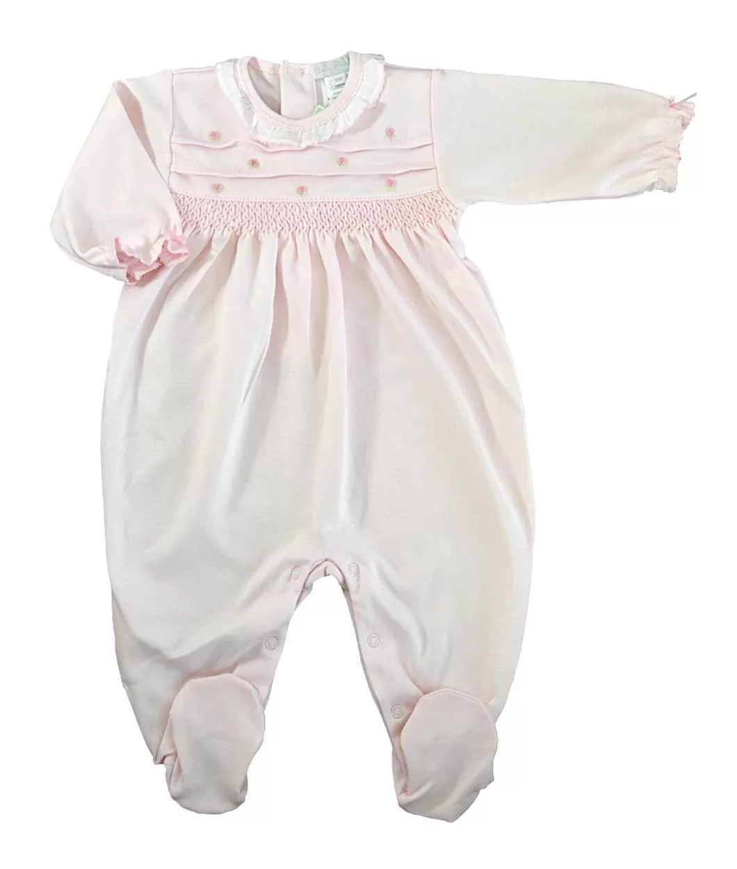 Baby Threads Pink Embroidered Footie