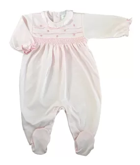 Baby Threads Pink Embroidered Footie